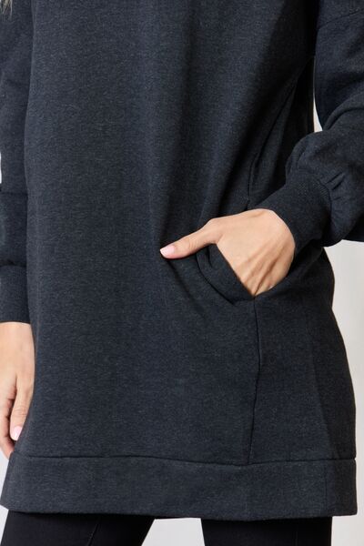 Charcoal Oversized Longline Top with Pockets