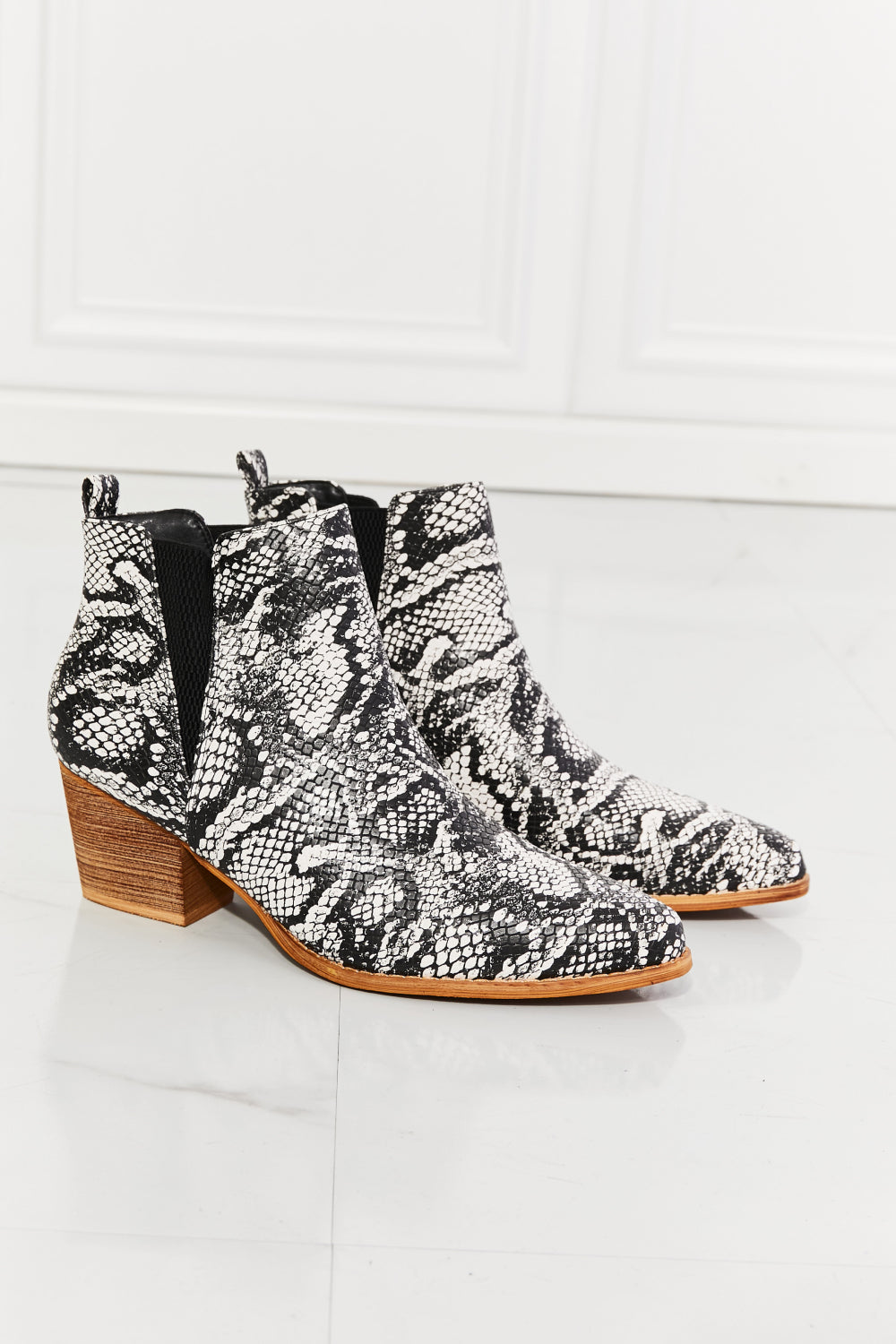 Back At It Point Toe Bootie in Snake Skin