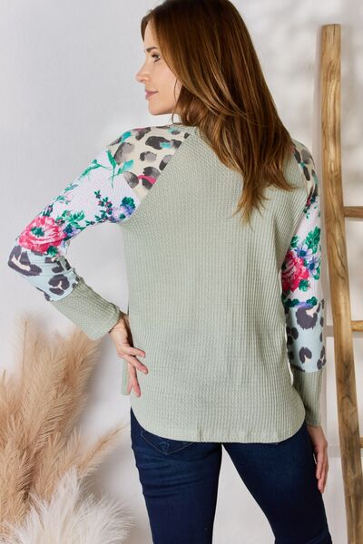 Sage Printed Round Neck Top (MADE IN USA)