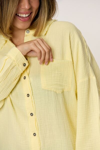 Textured Long Sleeve Shirt in Yellow