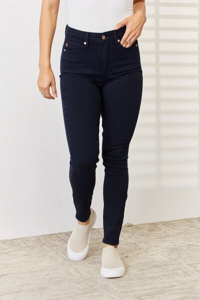 Judy Blue Garment Dyed Black Tummy Control Skinny Jeans