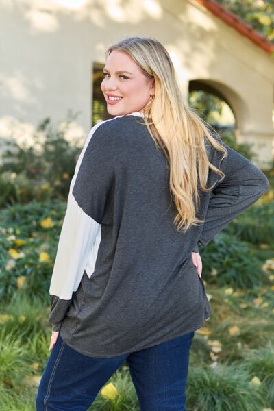 Charcoal Contrast Long Sleeve Top (MADE IN USA)